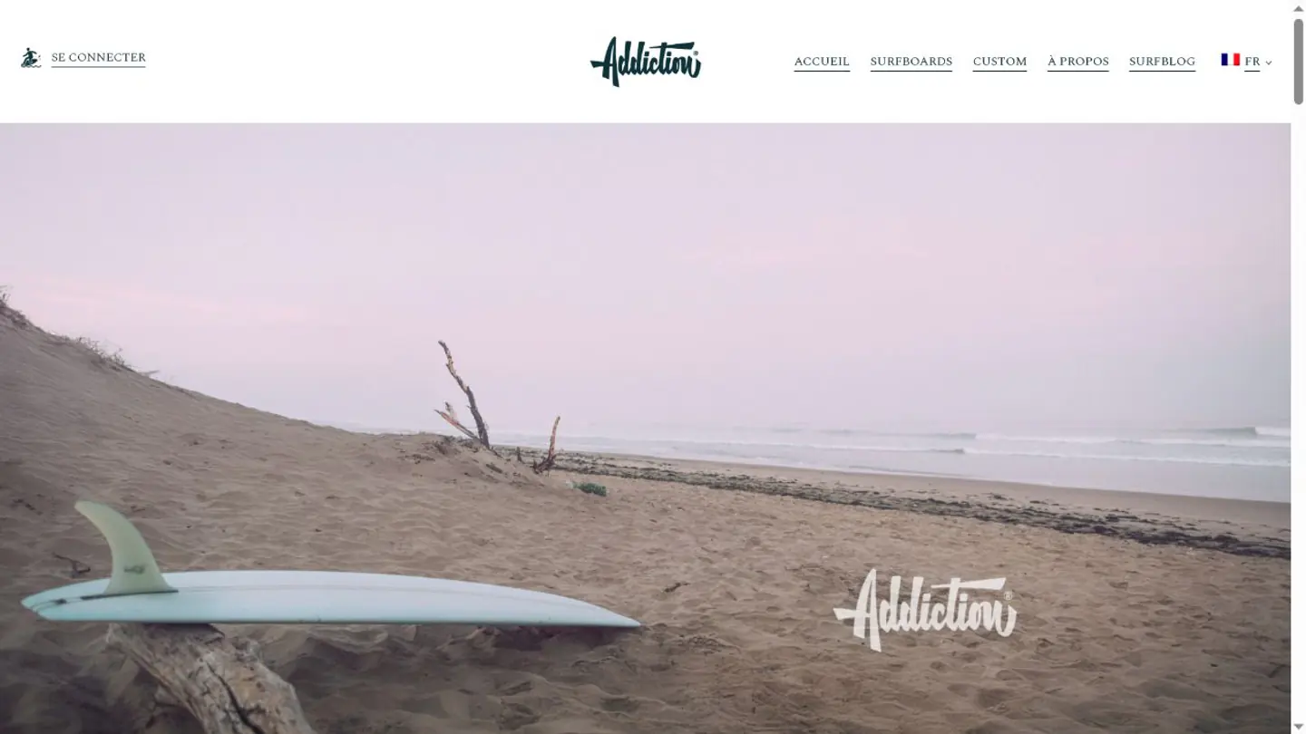 Page d’accueil de Addiction Surfboards