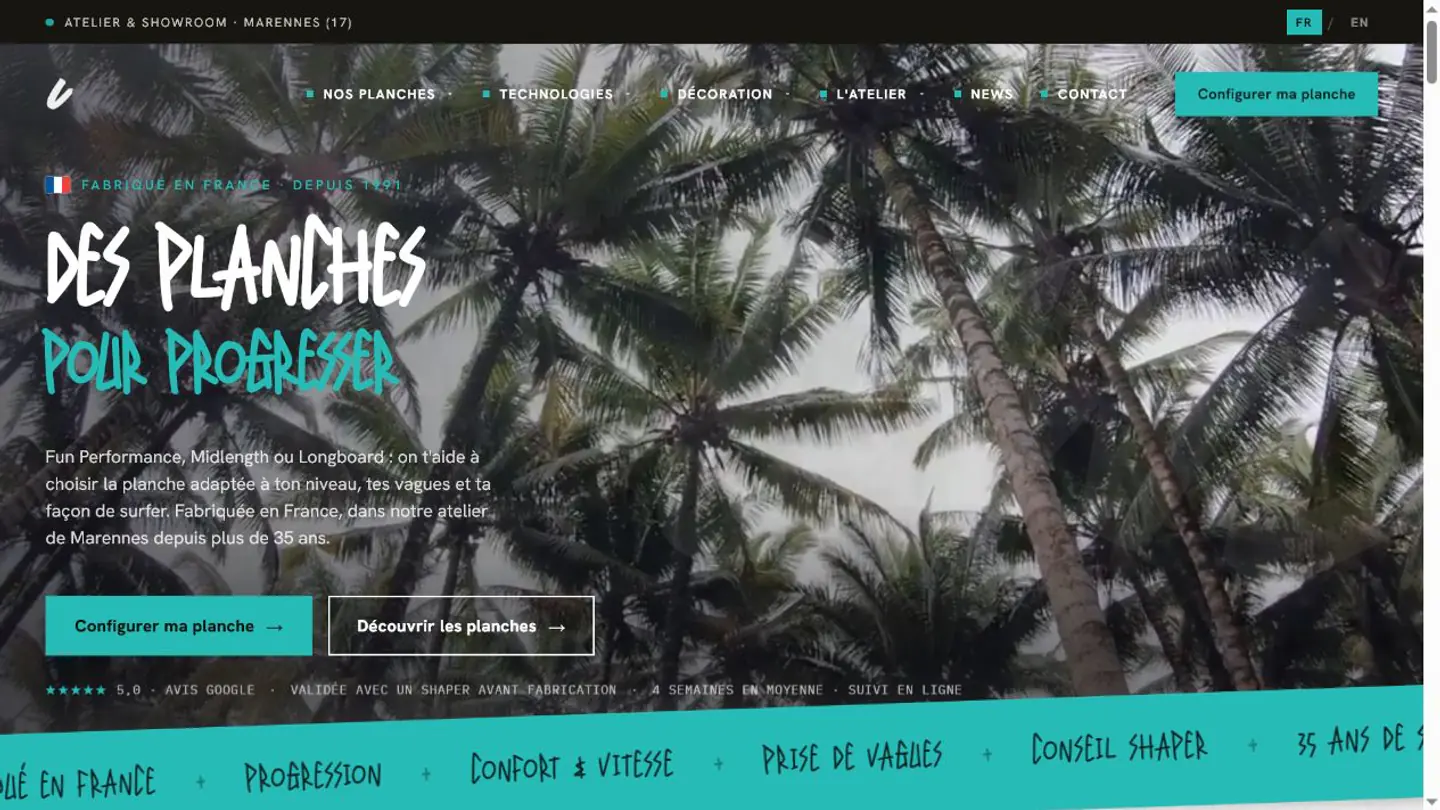 Page d’accueil de UWL Surfboards